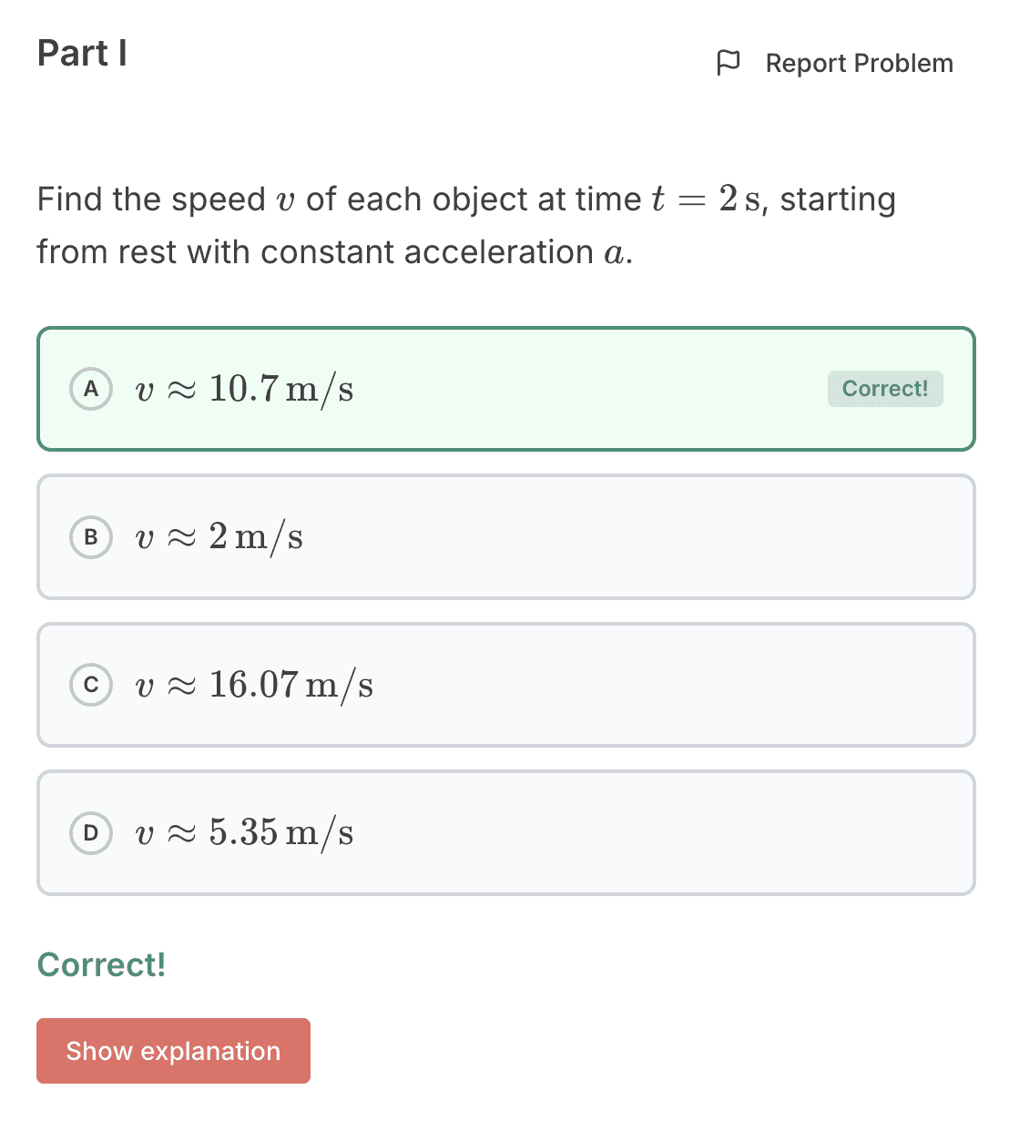 Atwood problem part 3 - combine equations with actual numbers to get the result