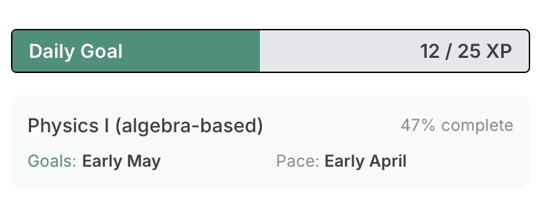 Daily goal bar with XP